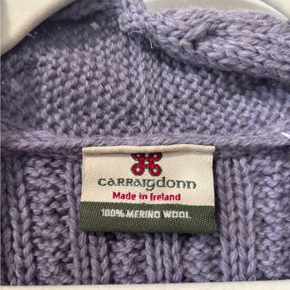 Carraig Donn Merino Irish Wool Snap Fisherman Cable Knit Sweater Vest Ireland M - Picture 2 of 6